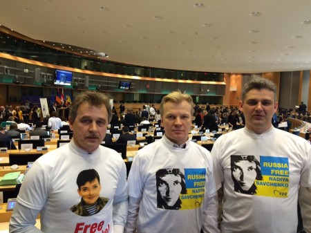 Беларускія палітыкі ў Еўрапарламенце далучыліся да перформансу Free Savchenko (фота)