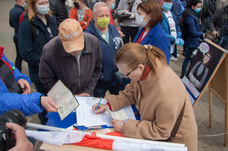 Прадстаўніца выбарчай камісіі папярэдзіла Вольгу Кавалькову за перадвыбарчы пікет (відэа, фота)